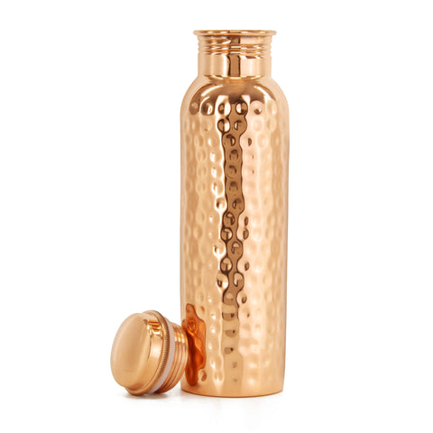 33 oz Pure Copper Water Bottle – Leak Proof Ayurvedic Drinking Bottle with Cup Lid | Hand Hammered in Nepal | Natural Health & Wellness Drinkware